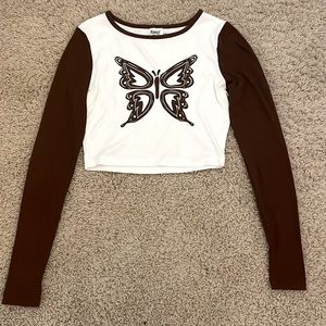 Brown and white butterfly long sleeve!